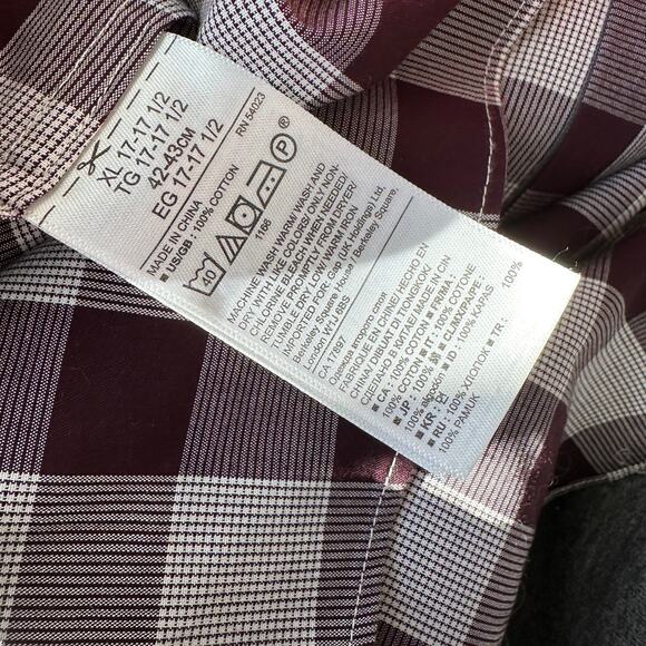 Banana Republic Men's Camden Fit Purple & White Plaid Button Shirt XL - Picture 12 of 14
